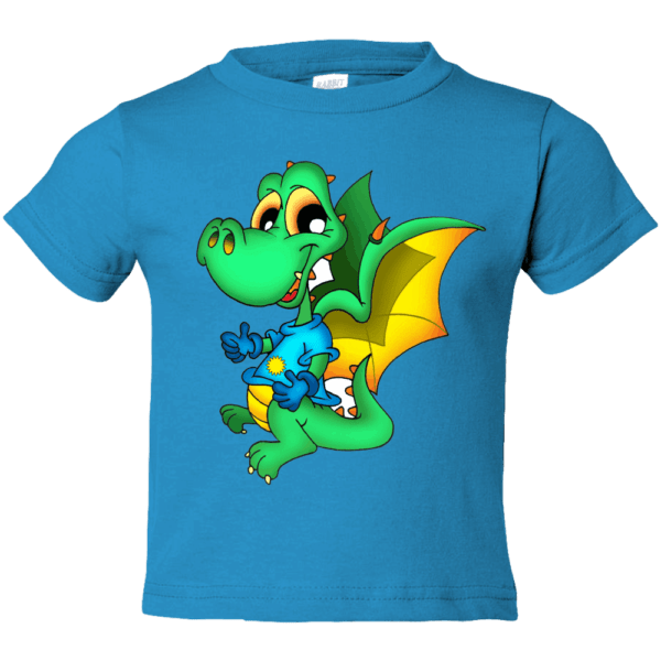 Dinosaur Dragon on Toddler T-Shirt Turquoise