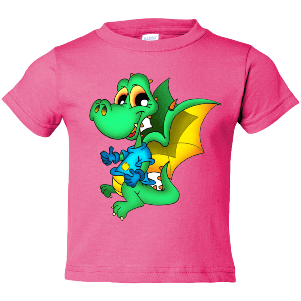 Dinosaur Dragon on Toddler T-Shirt Hot Pink
