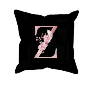 Custom Printed Monogram Letter Z on Black Pillow Case