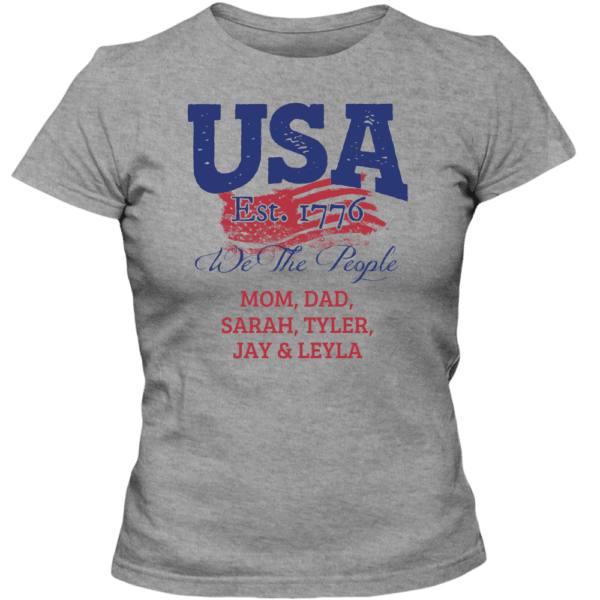 USA - We the people Personalized Custom Printed Ladies T-shirt Design Athletic Heather