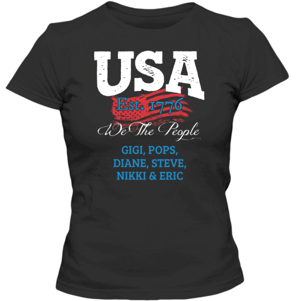 USA - We the people Personalized Custom Printed Ladies T-shirt Design black