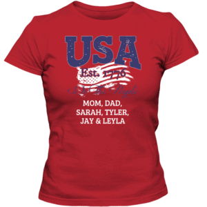 USA - We the people Personalized Custom Printed Ladies T-shirt Design red