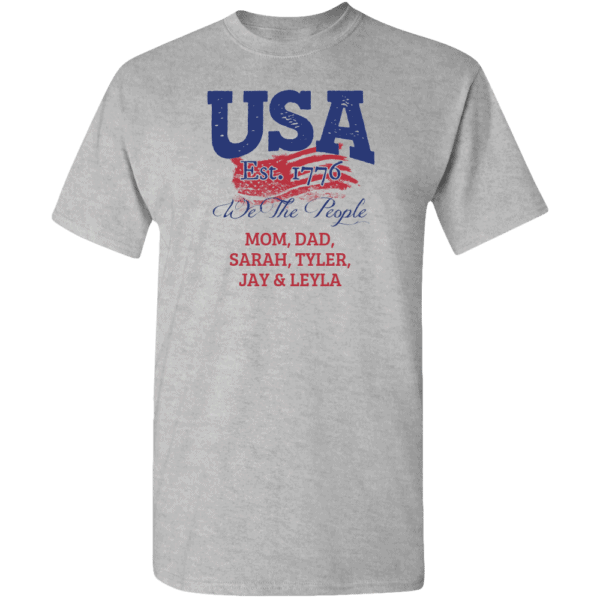 USA - We the people Personalized Custom Printed T-shirt Athletic Heather