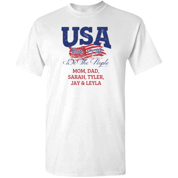 USA - We the people Personalized Custom Printed T-shirt Design white