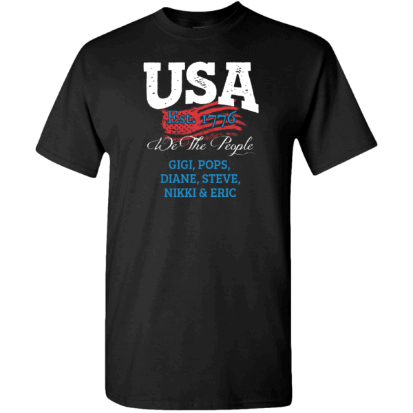 USA - We the people Personalized Custom Printed T-shirt black