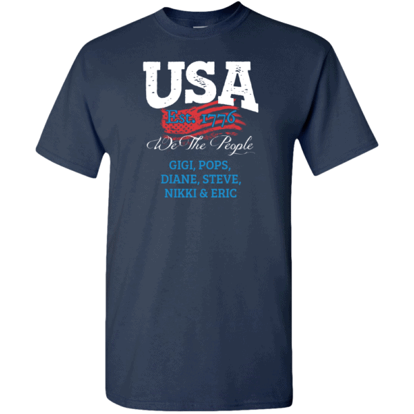 USA - We the people Personalized Custom Printed T-shirt navy