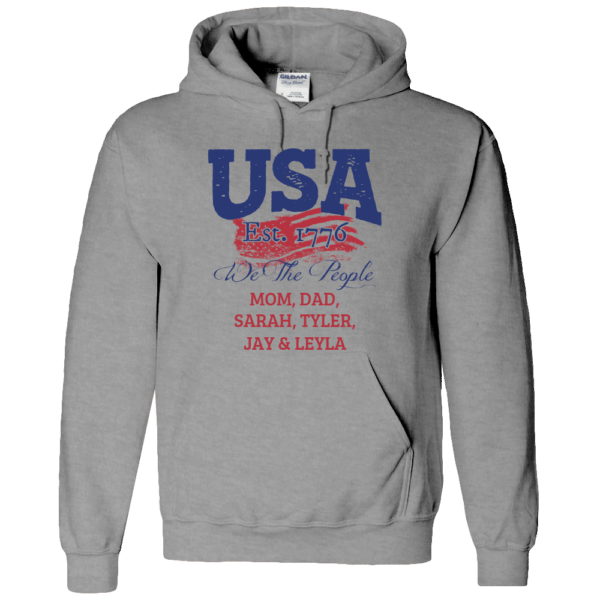 USA We the people - Personalized Custom Printed Hoodie Athletic Heather