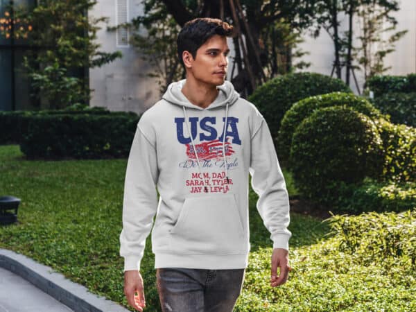 USA We the people - man walking in Personalized Custom Printed Hoodie White