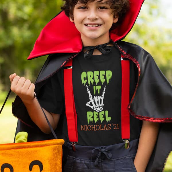 Boy wearing Creep It Real T-Shirt