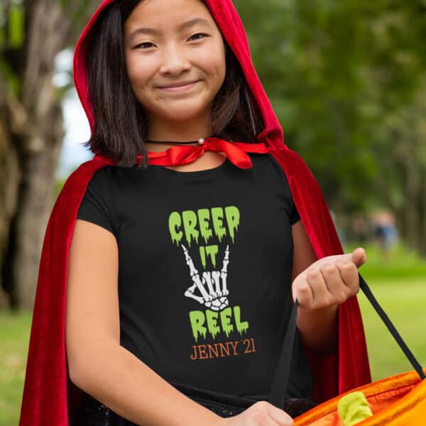 Girl wearing Creep It Real T-Shirt