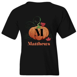 Monogram Personalized Pumpkin Youth T-shirt Design