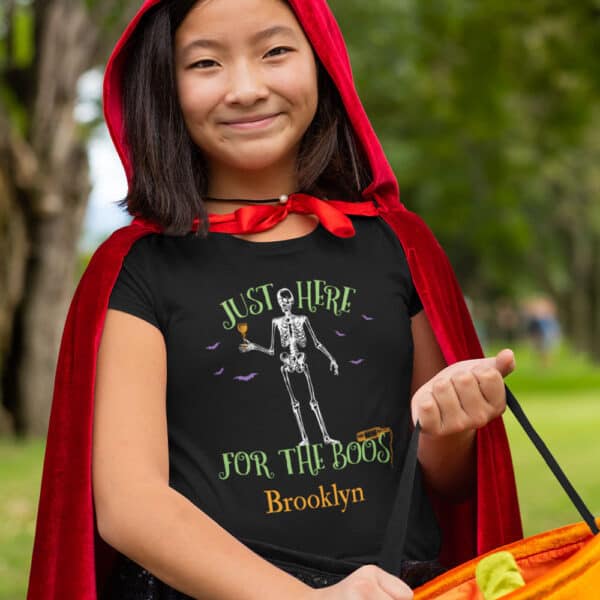 Here For the Boos - Personalized Custom Halloween T-shirt Youth