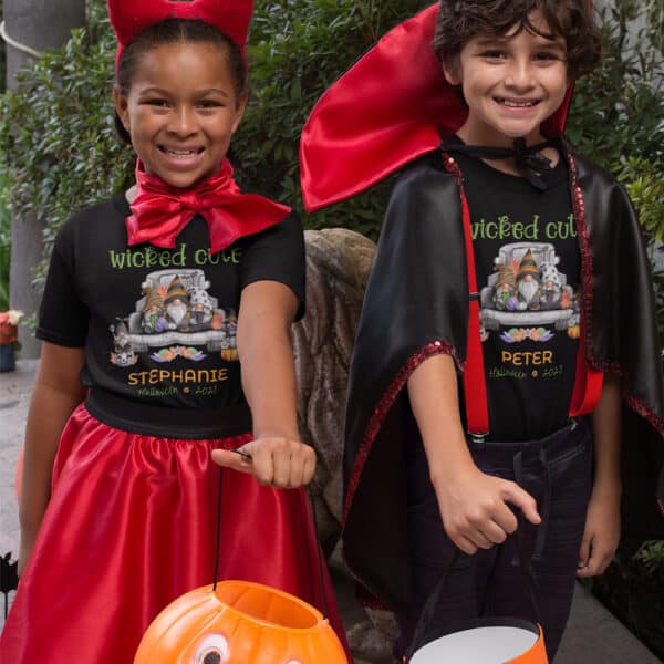 Boy and Girl wearing Wicked Cute Halloween T-shirt