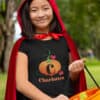 Girl going trick or treating in pumpkin T shirt